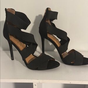 Jessica Simpson Black Stiletto Heels with Crisscross Straps